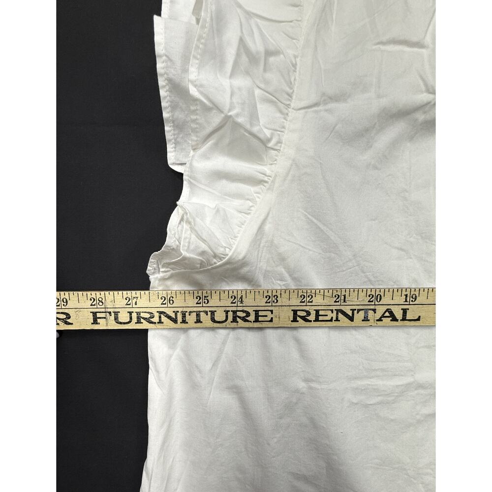 NWT Gap white Relaxed Poplin Flutter Sleeve Top Sz XXL v-neckline ruffle trim - Picture 7 of 10
